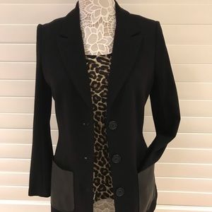 Bailey 44 Leather Pocket 3-Button Black Blazer, M